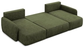 Colțar verde extensibil/cu spațiu de depozitare cu tapițerie din chenille (în formă de "U") Lilo – Makamii