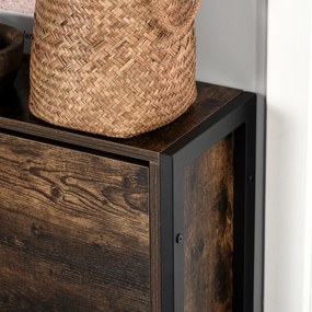 Mobilier Suport de Pantofi Economisire Spatiu Stil Industrial pentru 12 Perechi, Lemn si Metal, 60x24x115cm Maro si Negru HOMCOM | Aosom RO