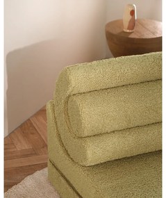 Fotoliu pentru copii verde cu tapițerie din țesătură bouclé Flipster – Wigiwama
