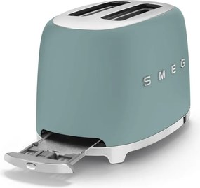 Prajitor de paine SMEG 50's Style TSF01EGMEU, 950 W, 2 felii, 6 trepte, Tava pentru firimituri, Cablu integrat, Otel inoxidabil, Verde smarald