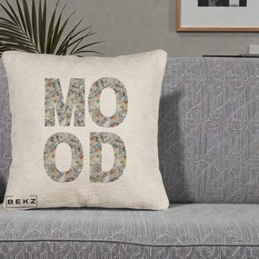 Perna Decorativa MOOD Money Grafic Urban, 40x40 cm, Bej Canapea, Husa Detasabila, Perna Inclusa, BEKZ®