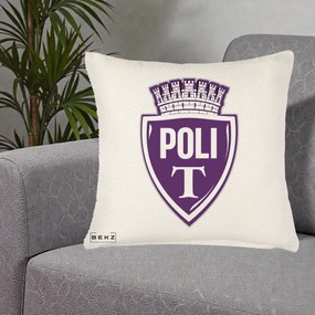 Perna Personalizata Poli Timisoara Fotbal, 40x40 cm, Crem Reliefat, Husa Detasabila, Perna Inclusa, BEKZ®