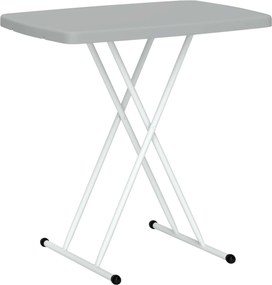 Outsunny Măsuță de Cafea Pliabilă, Reglabilă pe Înălțime și Portabilă, cu Blat HDPE și Cadru Metalic, 76x50x74 cm, Alb | Aosom Romania