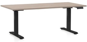 Masa inaltime reglabila OfficeTech D, 160 x 80 cm, bază neagră, stejar