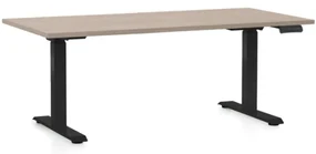 Masa inaltime reglabila OfficeTech D, 160 x 80 cm, bază neagră, stejar