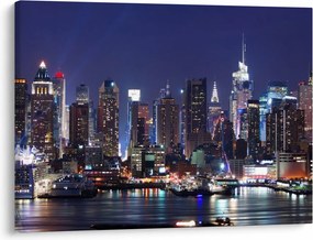 Tablou - Zgârie-nori din New York iluminate (70x50 cm)
