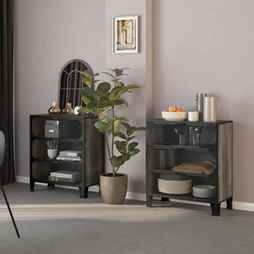 vidaXL Dulapuri de depozitare, 2 buc., gri, 72x36x82 cm, metal/MDF