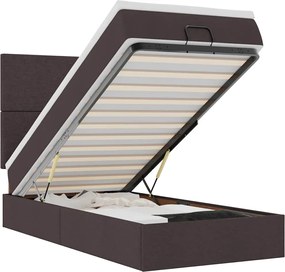 vidaXL Cadru de pat otoman cu saltea țesătură maro închis 90x190cm