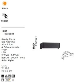 Aplica LED de exterior solara cu senzor de miscare IP65 IRID