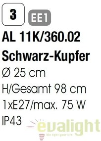 Pendul exterior stil clasic IP44 Kenzo AL 11K/360.02 schw.-kupfer OR