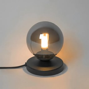 Lampa de masă modernă neagră cu sticlă fumurie - Atena