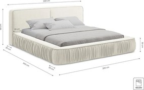 Pat dublu tapițat bej cu spațiu de depozitare cu grilă 160x200 cm Keoni - Makamii