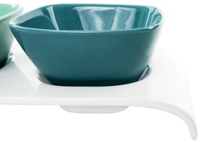 Set de 2 boluri pe tavă, alb / albastru / turcoaz, ERBA