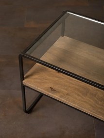 Masuta de cafea, din sticla si lemn de mango, Modern