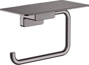 Suport hartie igienica cu raft Hansgrohe AddStoris negru - crom periat