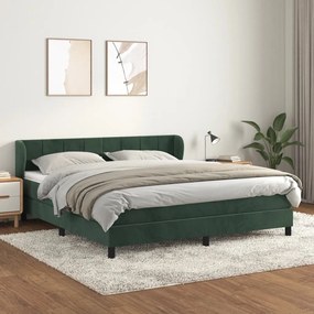 3127502 vidaXL Pat box spring cu saltea, verde închis, 160x200 cm, catifea