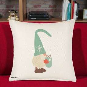 Perna Decorativa Gnom Nordic cu Cana Calda Menta, 40x40 cm, Crem Reliefat, Husa Detasabila, Perna Inclusa, BEKZ®
