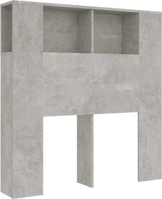 vidaXL Tăblie de pat cu dulap, gri beton, 100x18,5x102,5 cm