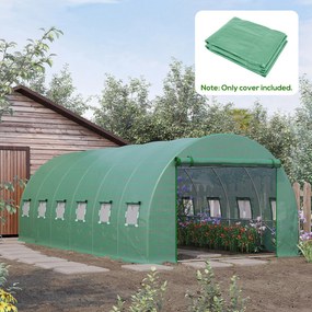 Prelată de seră Outsunny din PE cu 12 ferestre, ușă rulantă și margini îngropate, 6x3x2 m, de culoare verde | Aosom Romania