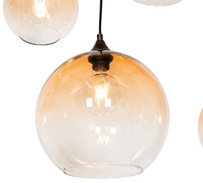 Lampă suspendată inteligentă bronz închis cu sticlă ambră 8 lumini incl. 8 Wifi G95 - Sandra