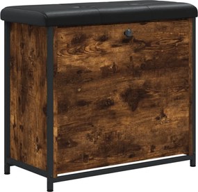 vidaXL Bancă pantofi cu sertar rabatabil, stejar fumuriu, 62x32x56 cm