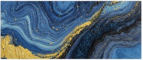 Tablou - Abstracție albastru-aurie (120x50 cm)