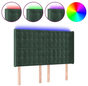 Tablie de pat cu LED, verde inchis, 147x16x118 128 cm, catifea 1, Verde inchis, 147 x 16 x 118 128 cm