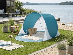 Cort de plaja cu deschidere instantanee SUNSHADE 190x120 cm, albastru inchis/alb