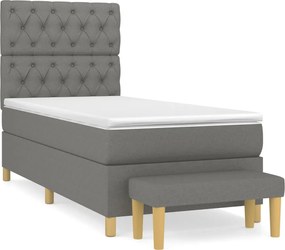vidaXL Pat box spring cu saltea, gri închis, 80x200 cm, textil