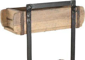 Etajera din lemn de tec si metal cu 5 rafturi din matrite vechi de caramizi, H124 cm, „Ladrillos Antiguos”