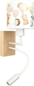 Brilagi - Lampă LED Flex. BOBO WOOD 1xE27/25W/230V + LED/3W stejar/alb/cu animaluțe