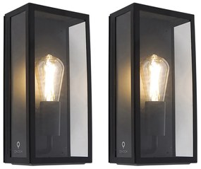 Set de 2 Aplice exterioare negre IP44 cu sticlă - Rotterdam