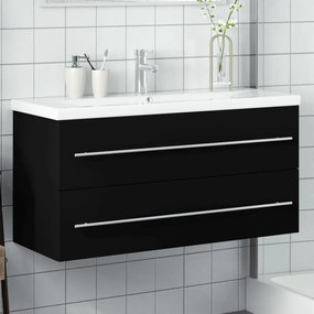 Dulap pentru chiuveta de baie, lavoar incorporat, negru