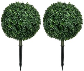 HOMCOM Buxus artificial set de 2, realist, rezistent la intemperii, ușor de întreținut, 70 cm | Aosom Romania