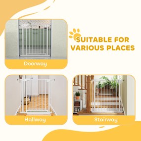 PawHut Poartă de Siguranță pentru Copii și Animale, Poartă pentru Câini cu Închidere Automată, Deschidere în Ambele Direcții, Montare prin Presiune, 76-82x76 cm, Alb | Aosom Romania