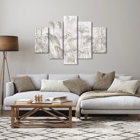 Tablou - Plante tropicale pe perete gri (150x105 cm)