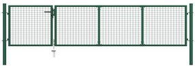 vidaXL Poartă de grădină, verde, 350 x 75 cm, oțel