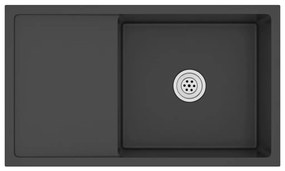 Chiuveta de bucatarie lucrata manual, negru, otel inoxidabil Negru, 75 x 44 x 20 cm