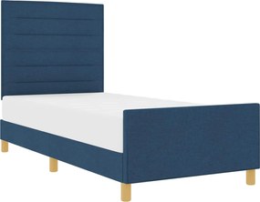 vidaXL Cadru de pat cu headboard albastru 90 x 200 cm țesătură