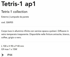 Aplica de exterior ambientala cu protectie IP44 Tetris-1 ap1 negru