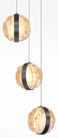 Lustra cu 3 pendule LED, Sticla, Multicolor, Misterio