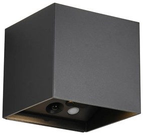 Corp de iluminat pentru exterior LED de perete cu senzor de mișcare cu USB (înălțime 10 cm) Genie – Trio