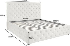 Pat PARIS 160x200cm catifea bej sampanie cu spatiu de depozitare