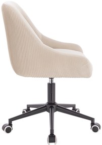 HR920K Scaun Crem din Catifea cu Bază Neagră