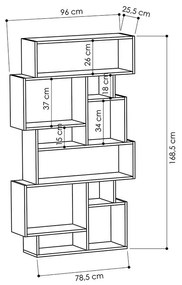 ETAJERA ALBERT, 96X25.5X168.5 CM, BORDO, PAL MELAMINAT 18 MM