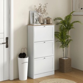 HOMCOM Dulap Îngust pentru Pantofi cu 3 Sertare și Rafturi Reglabile pe 2 Niveluri, 60x23,5x115 cm, Negru | Aosom Romania