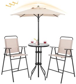 Set de bar pentru exterior, 4 piese, cu umbrelă