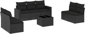 vidaXL Set mobilier de grădină cu perne, 8 piese, negru, poliratan