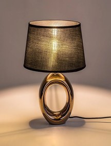 Lampa de masa ceramica bronz abajur negru Dalora