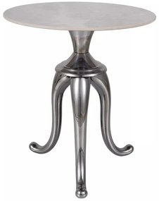 Masuta de cafea Snake marmura alba/argintiu ø48/h55 cm